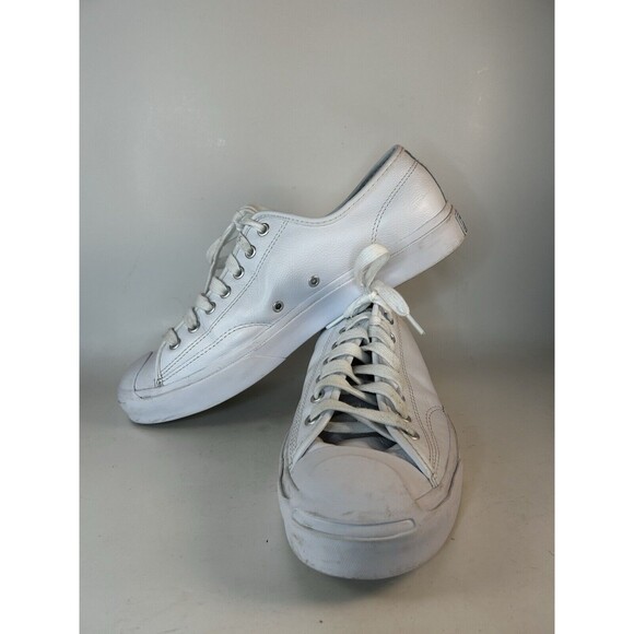 Converse Jack Purcell OX White Leather Low Top Sneaker Shoe Mens 10.5 Womens 12 - Picture 4 of 8